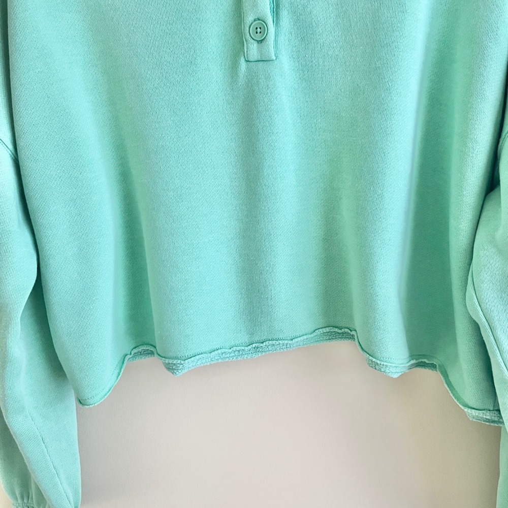 Aerie Sweatshirt Women's Small Mint Green Boxy Relaxed Lounge Coastal Preppy - Picture 8 of 12